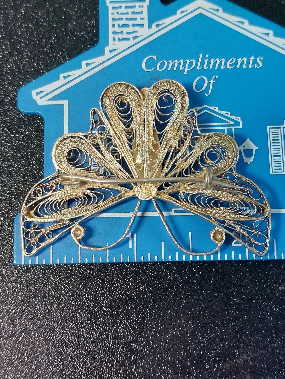Vintage Spun Silver Filigree Butterfly 2.25